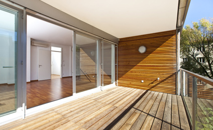 sunlit balcony of contemporary architecture